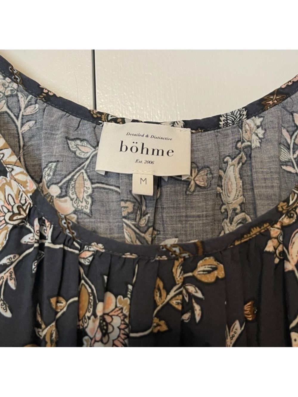 Bohme Maxi Dress Blue Paisley Cottagecore Spaghetti Strap Medium - Picture 3 of 7